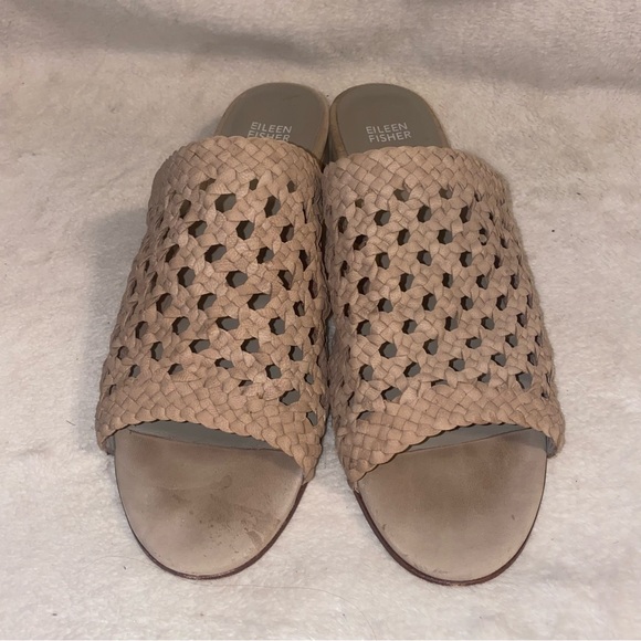 Eileen Fisher Aloe Woven Leather Slide On Mules - Picture 3 of 11